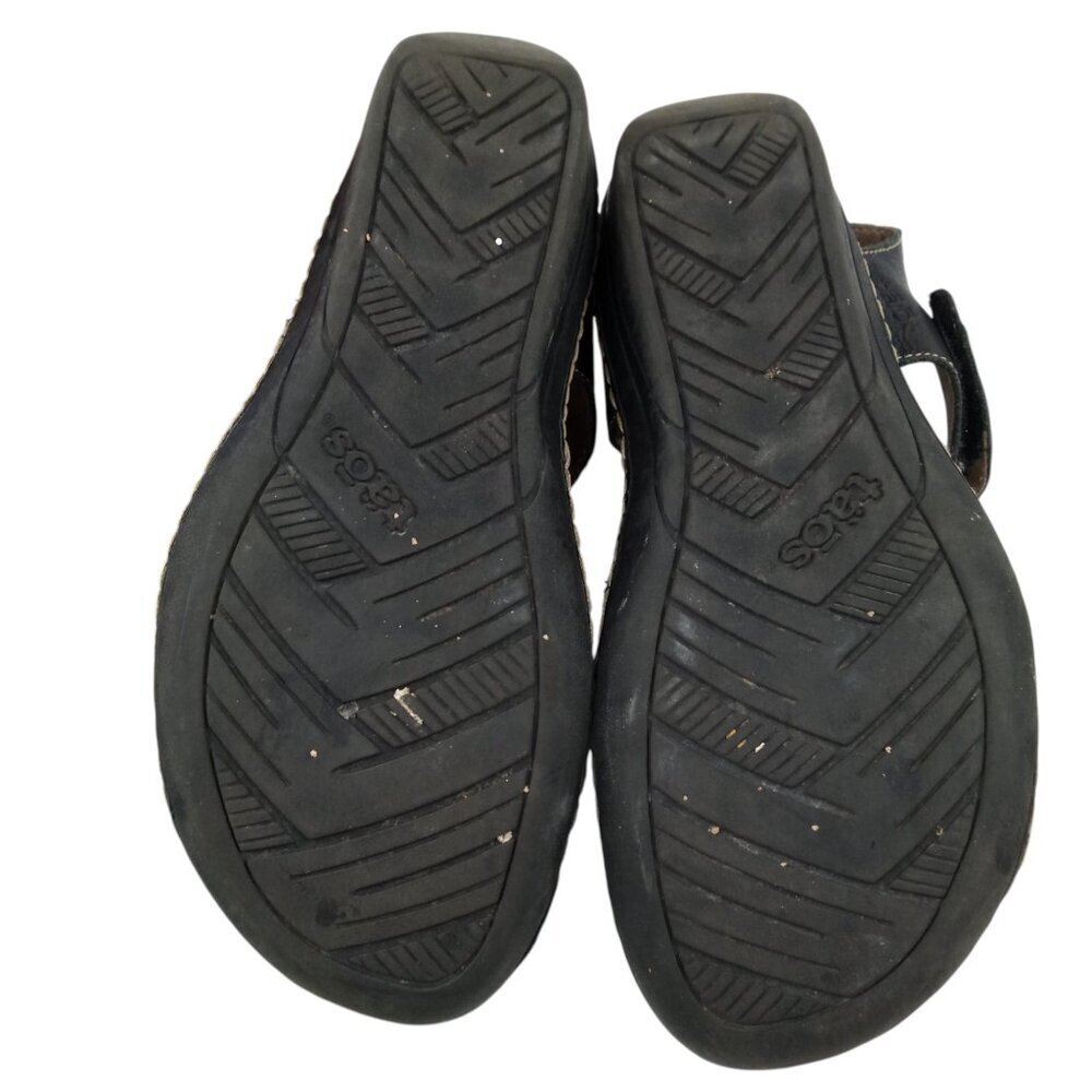 Taos Escape Black Leather Wedge Comfort Sandals Size 40 US 9-9.5 Adjustable - Picture 6 of 14